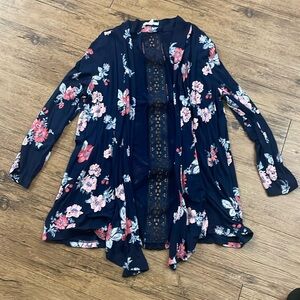 Navy floral cardigan